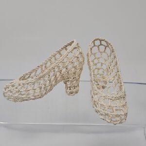 Vintage Pair of Hand Crocheted High Heel Doll Shoes